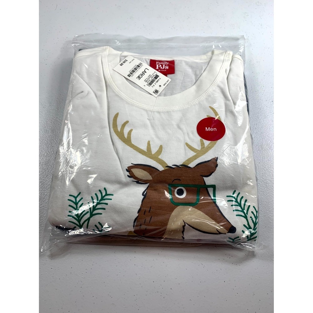 Macy's Family Pajamas Matching 2-Pc Set Men's Large Papa Deer Mix‎ It Grey Plaid